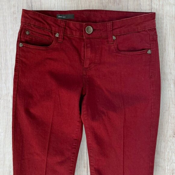 KUT FROM THE KLOTH Diana Skinny Burgundy Red Stretch Denim Jeans Pants Women's 2 - Picture 3 of 8